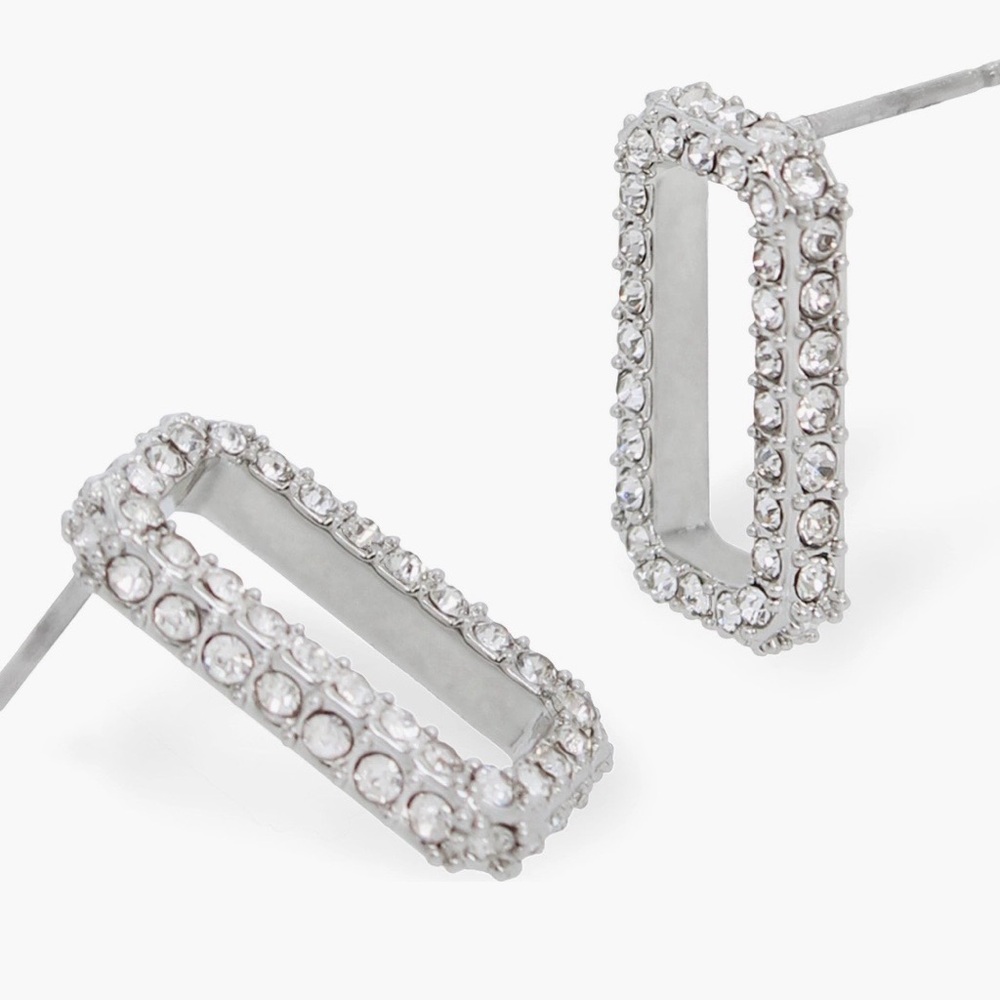 ALLSAINTS Pave’ Crystal Geometric Link Stud Earrings